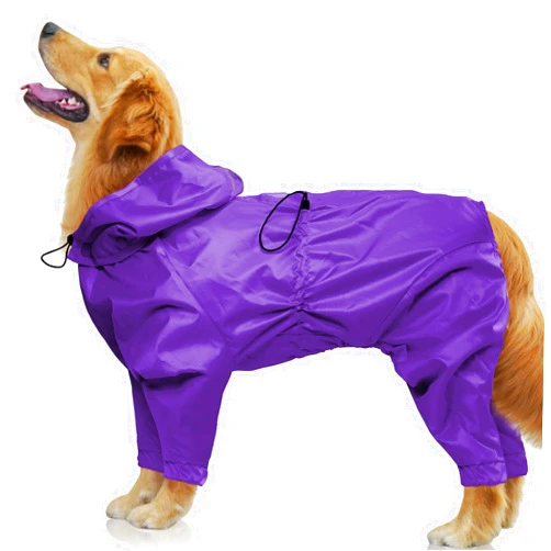 OUOBOB Dog Raincoat, Dog Raincoats for Large Dogs, Rain Jacket with Clear Hooded, Waterproof Pet Poncho Snow-Proof Vest Rainwear, Rain Clothes Apparel with Leash Hole Border Collie (Purple XL)