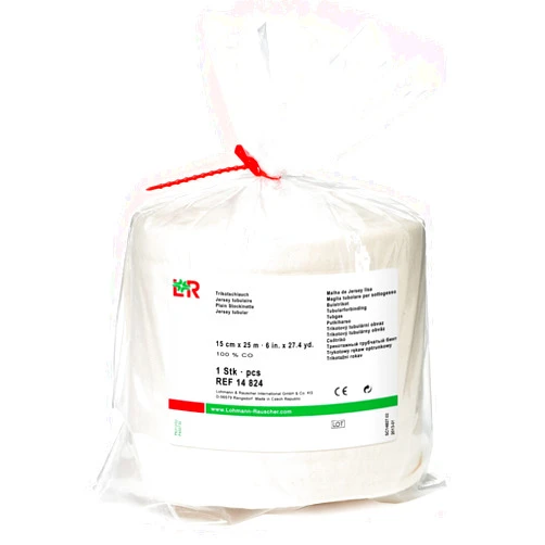 Lohmann & Rauscher tg cotton Stockinette, 15cm x 25m, 100% Cotton Close-Weave Seamlessly Knitted Tubular Stockinette, Skin Friendly Protection, First Layer of Multi-Layer Compression Bandaging