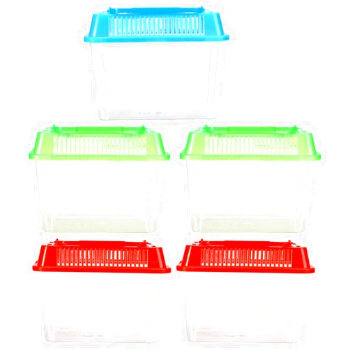 PRETYZOOM 5pcs Mini Portable Fish Tank Terrarium Mini Containers Glass Fish Tank Pet Fish Tank Portable Aquarium Turtle Tank Tortoise Living Tank Breeding Case Plastic Reptile Storage Box