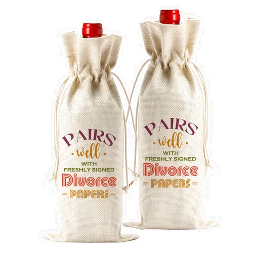 FBCCZEY Divorce Gifts for Women Men Wine Bag, Breakup Gifts for Women Wine Bottle Bag, Divorce Party Decorations for Women, Pairs Well with Freshly Signed Divorce Papers Wine Bag