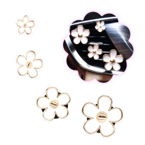 ORIESSE 4pcs Flowers Car Air Freshener Vent Clips,Cute White Daisy Flower Car Accessories for Air Freshener with Car Scent,Women Car Air Fresheners