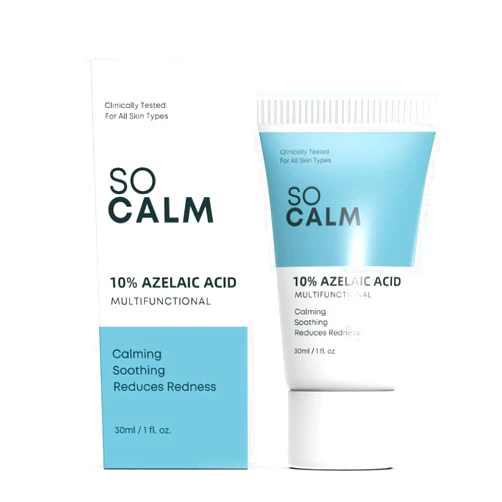 SoCalm Azelaic Acid 10% Rosacea Relief for Face, Redness & Acne, Soothes Irritation & Suited for All Skin Types
