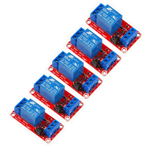 AOICRIE 5Pcs DC 12V 1 Channel Relay Module Board Shield with Optocoupler Isolation Support High or Low Level Compatible Development Board Trigger