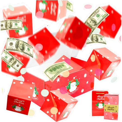 CANIPHA Surprise Gift Box Explosion for Money, Merry Christmas Surprise Box Gift Box Explosion Box with Confetti, Christmas Boxes Explosion Gift Box Cash Money Gift Boxes for Presents, 10 Bouncing Boxes, Red