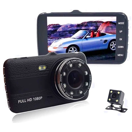AMGUR Car Dash Cam Front and Rear Full HD 1080P Dash Camera Car DVR Dashboard Camera Recorder with 4 inch LCD Night Vision Loop Recording Parking Mode G-Sensor