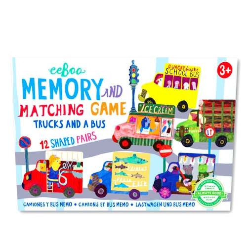 eeBoo: Trucks and a Bus Little Memory Matching Game, Developmental and Educational, Sharpens Recognition, Concentration and Memory, Perfect for Ages 3 and up