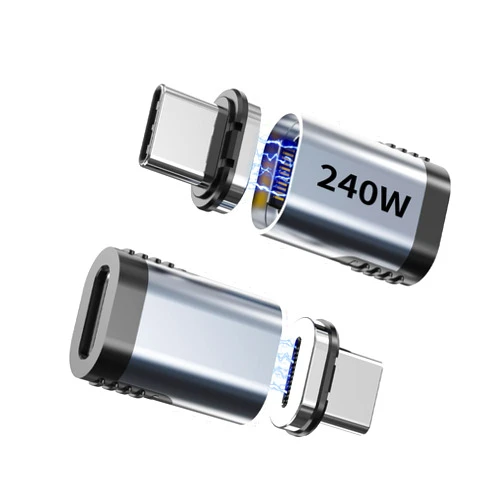 Tciogrxp 240W USB C Magnetic Adapter, (2 Pack 2 Plugs) Magnetic USB C Adapter Right Angle 24Pin, USB4 40Gbps 8K 60Hz for Thunderbolt 3/4, MacBook Pro/Air,Steam Deck, PS5