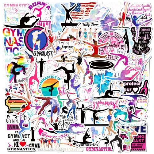 ZCF Gymnastics Stickers 100PCS Gymnastics Gifts for Girls,Gymnastics Party Favors,Waterproof Vinyl Gymnastics Stickers for Water bottle HydroFlask Laptop Guitar Computer Skateboard Phone Cup Luggage,Igymnastics Room Decor,Gymnastics Wall Decal