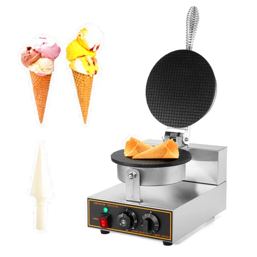 Dyna-Living Commercial Ice Cream Cone Machine Waffle Cone Maker 110V Electric Stainless Steel Egg Roll Mold Nonstick Waffle Cone and Bowl Maker for Home Restaurant Use 1200W