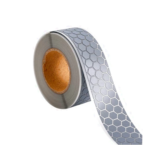 NOZUONO High Visibility Iron On Silver Reflective Heat Transfer Vinyl Tape for Clothing Honeycomb-Shaped (1 Inch x 10 Yard)