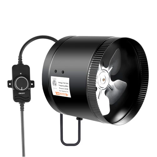 iPower 8 Inch Inline Booster Duct Fan with Speed Controller, 430 CFM Exhaust Fan HVAC Ventilation Duct Blower for Bathroom, Kitchen, Basement, Attic and Grow Tent