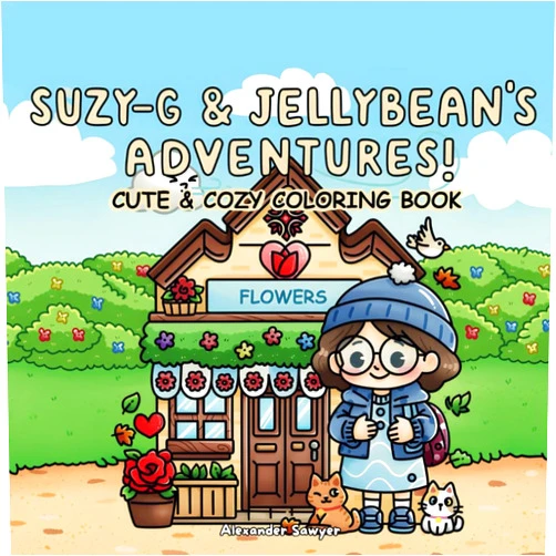 By Alexander Sawyer (Author) Suzy-G & Jellybean's Adventures: Cute and Cozy Coloring Book for Adults, Teens, and Kids with Adorable New Characters with Bold, Easy, and Simple ... and Stress Relief. (Cozy Adventures)