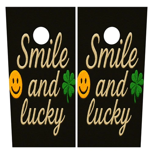AQUNNEW Corn Hole Board Leather Bag Sticker Laminated Weatherproof Vinyl Decal Easy Bubble Free Application Stickers 2 Piece Set Toss Game with Adhesive Backing FeelLucky