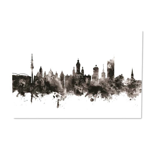 Trademark Fine Art Leipzig Germany Skyline I by Michael Tompsett, 12x19-Inch Canvas Wall Art