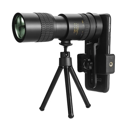 Marsrut Telescope 4K 10-300X40mm Telephoto Monocular, Super Zoom High Powered Waterproof Night Vision Handheld Skyscope Monoscope for Android iPhone, Stargazing Space Lover (Smartphone Holder&Tripod Included)