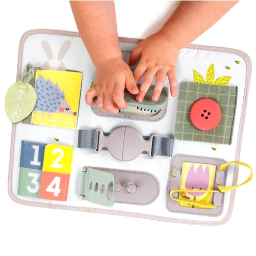 Taf Toys Busy Board for Toddlers, Montessori Toy for 18 Months & up with 10 Educational Toddler Activities to Develop Fine Motor & Problem Solving Skills Learning Sensory Board Travel Toy Non-Toxic.