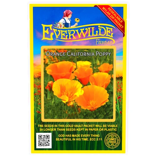 Everwilde Farms - 1000 Orange California Poppy Native Wildflower Seeds - Gold Vault Jumbo Seed Packet