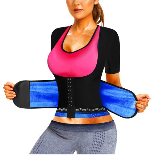 QZSH Sauna Suit for Women Slimming Shirt Sweat Vest Heat Trapping Tank Top Workout Shaperwear,Adjust Belt,Breathable Armpit