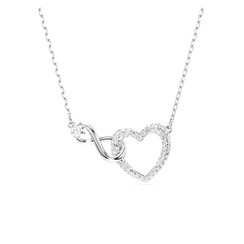 Swarovski Hyperbola Pendant, Heart And Infinity, Clear, Rhodium Finished