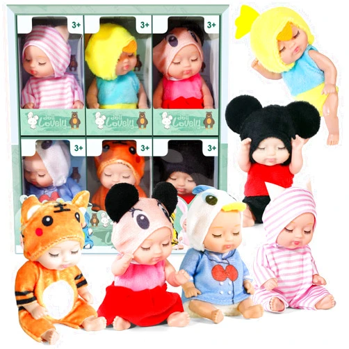 BoterLun 6 Sets 4 Inch Dolls Mini Reborn Baby Dolls,Realistic Baby Doll Set for Girls Boys Toddlers and Kids 3+ (B)