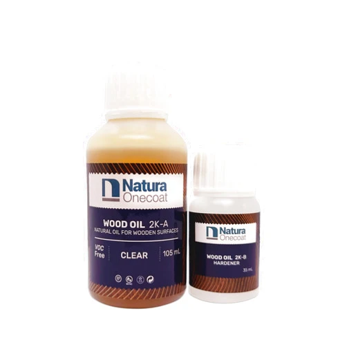 Natura Onecoat 2 Component Wood Stain Oil, 140 mL (4.73 fl oz), Clear, Easy to Apply, Very Low Odor, Linseed Oil, Interior Furniture & Flooring, Dries Fast, VOC/Solvent Free, Durable Hardwax Oil