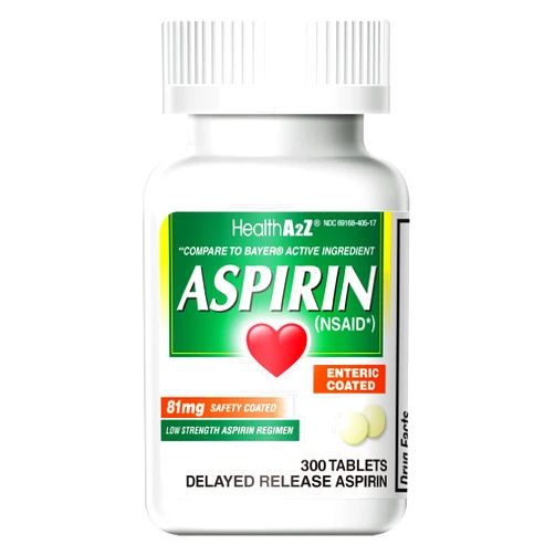 HealthA2Z® Aspirin 81 mg | Low Strength | Enteric Coated | Pain Relief | Reduces Minor Aches Muscle Pain & Cramps | Fever Reducer | Reduces Headache (300 Counts)