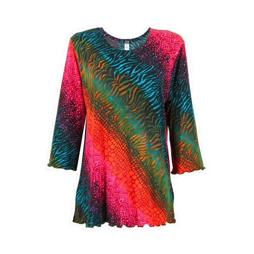 Jostar Women's Print T Shirt - 3/4 Sleeve Merrow Hem Round Neck Stretch Printed Casual Top Blouse