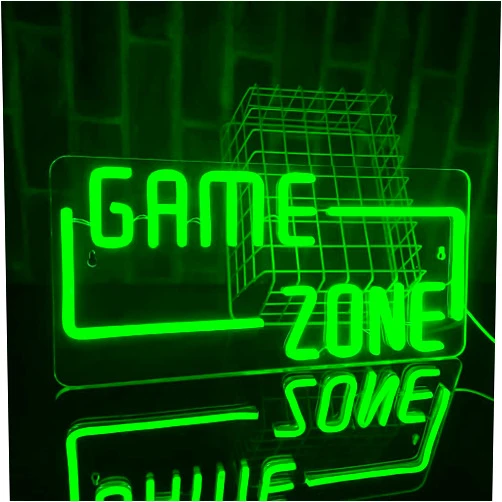 PILOYINDE Game Zone Neon Sign Green Led Signs For Bedroom Wall Game Neon Signs For Wall Decor USB Powered Neon Lights For Bedroom Game Room decor