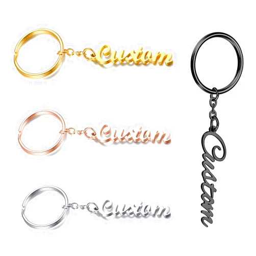 YESTIME Custom Name Keychain Personalized, Gold Plated Dainty Personalized Name Key Chain for Women Girls