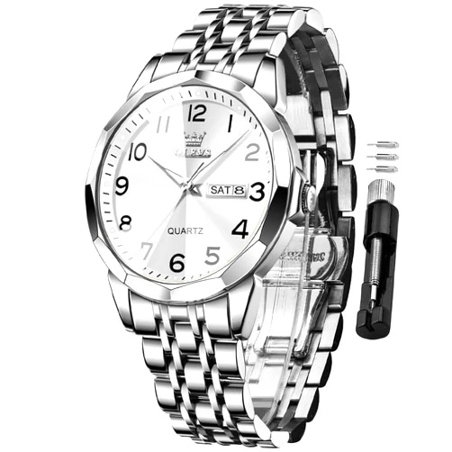 OLEVS Mens Gold Watches Analog Quartz Business Dress Watch Day Date Stainless Steel Classic Luxury Luminous Waterproof Casual Male Wrist Watches