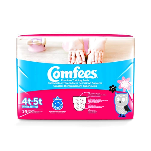 Comfees Girl Training Pants, Size 4T-5T, White, 114 Count