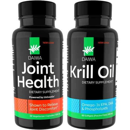 Daiwa Health Development Daiwa Joint and Krill Oil Supplement Pack - Omega 3 Krill Oil Capsules with Herbal Blend, 2-in-1 Formula