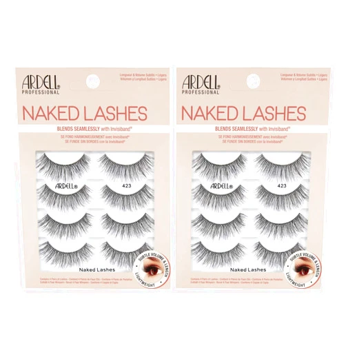 Ardell Strip Lashes Naked Lashes #423 - Natural Looking False Eyelashes for Everyday Wear, 2 Pack