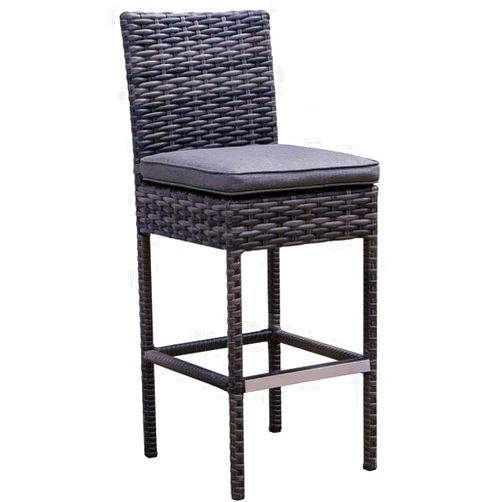 Teva Furniture Bora Bora Two-Tone Wicker Rattan Bar Chair in Charcoal Cushion