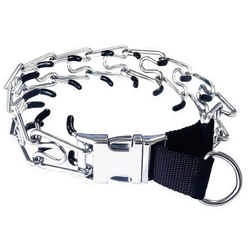 Safiman Prong Training Collar for Dogs, Adjustable Dog Pinch Collar with Quick Release Buckle, No Pull Collar for Small Medium Large Dogs, Extra Link and Caps (S:(12-17