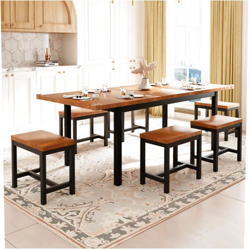 Feonase 7-Piece Dining Table Set with 6 Stools, 63