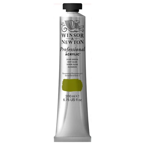 Winsor & Newton Professional Acrylic Paint, 200ml (6.75-oz) Tube, Olive Green