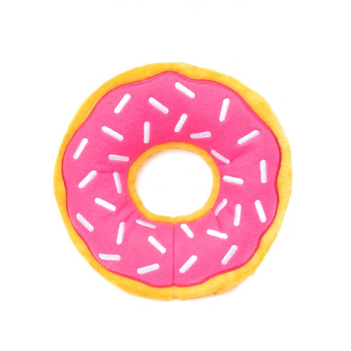 ZippyPaws - Jumbo Donutz - Strawberry - Interactive Pet Donut Toys for Dogs with Embroidered Sprinkles, Soft, No Stuffing, Durable Large Breed Dog & Puppy Toys with Squeaker