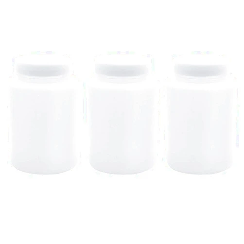 Sscon 3Pcs 500ml Plastic Wide Mouth Laboratory Reagent Bottles Sample Sealing Bottles(White)