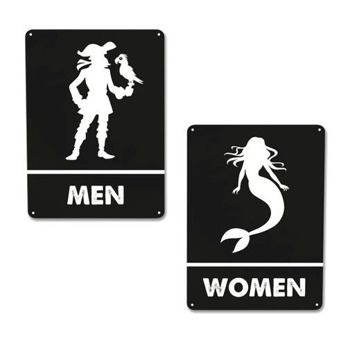 YSAUEGP Funny Mermaid Pirate Tin Sign - Retro Nautical Beach Theme Tin Sign Metal Wall Poster Vintage Tinplate Sign for Home Bar Garage Restroom Bathroom Man Cave Toilet Wall Decor - 8x12 Inch