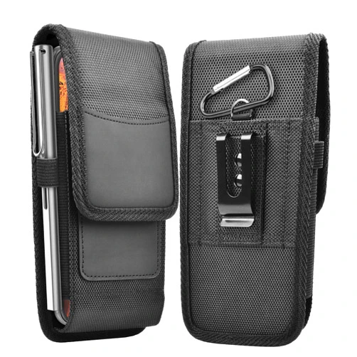 Takfox Phone Holster for Samsung Galaxy S24 Ultra S23 Plus S22 S21 FE S20 Note 20 A35 A55 A15 A23 A16 A51 A71, Moto G Stylus 5G Nylon Cell Phone Belt Clip Holster Carrying Pouch w Card Holder,Black