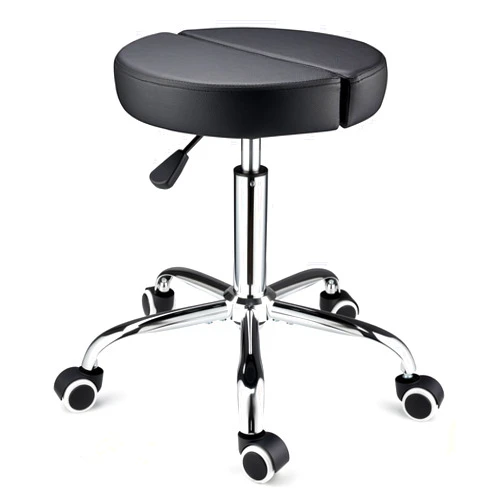 FNZIR Round Rolling Stool with Wheels Height Adjustable Swivel Stool Chair for Shop Office Salon Massage Spa (Black)