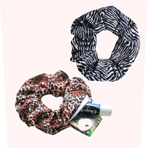 RUNchie Long Run Collection, 2pc Athletic Knit Scrunchie Set with Hidden Zipper Pocket (Speed Work)