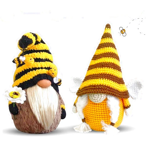 Owill-home Owill 2PCS Bumble Bee Gnomes Decorations, Plush Scandinavian Tomte Nisse Swedish Gnome, Honey Bee Gnomes for Spring Home Decor Tiered Tray Plush Collection (A - 2PC)