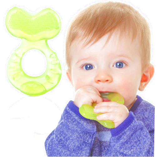 Nuby Silicone Teethe-EEZ Teether with Bristles, Includes Hygienic Case, Green (Pack of 1)