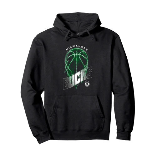 Milwaukee Bucks NBA Milwaukee Bucks Lightning Bolt Basketball Logo Pullover Hoodie