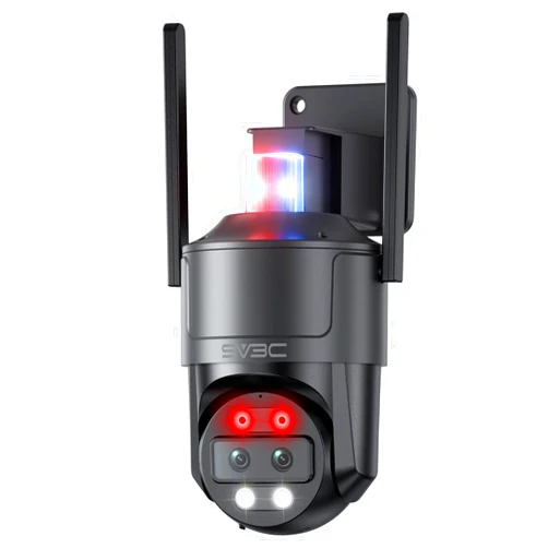 SV3C 4K Dual Lens PTZ WiFi Security Camera Outdoor, Dual Band Auto Tracking ONVIF IP Camera, Color Night Vision, Human Vehicle Motion Detection, Waterproof, 24/7 Recording, Blueiris, Camhipro, Black
