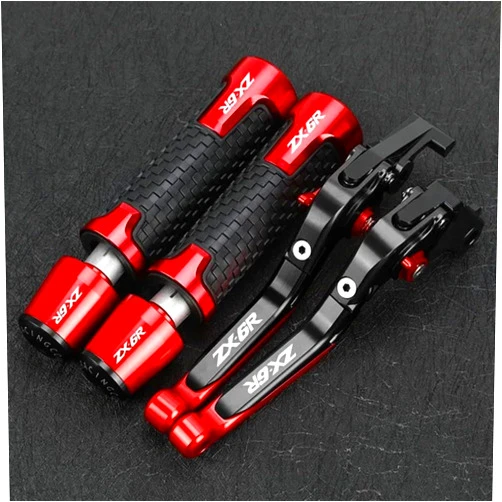 MINGMEISMU Clibrv Motorcycle Grips Adjustable Folding Clutch for Kawasaki Ninja ZX6R 2007-2016 Adjustable Accessories Motorcycle Brake Clutch Levers Handlebar Handle Grips Ends Caps ZX-6R(RED)