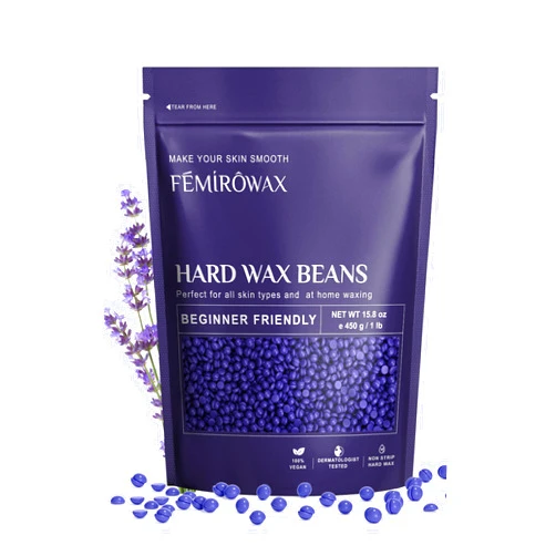 FEMIROWAX Wax Beads, 1lb Hard Wax Beans for Hair Removal Sensitive Skin with Lavender Formula Waxing Beads for Full Body Brazilian Bikini Face Eyebrow at Home Wax Refill for Women Men