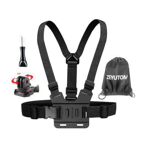 ZEYUTOM Chest Mount Harness Strap Chesty Body Mount for GoPro Hero 12 11 10 9, with 360° Rotating Base with Shoulder Storage Bag Compatible with Go Pro Hero 12, 11, 10, 9, 8, 7, 6, 5, 4, 3+, 3 Action Cameras